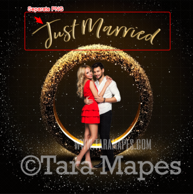 Engagement Digital Background - Just Married Digital Backdrop - Gold Ring Digital Backdrop