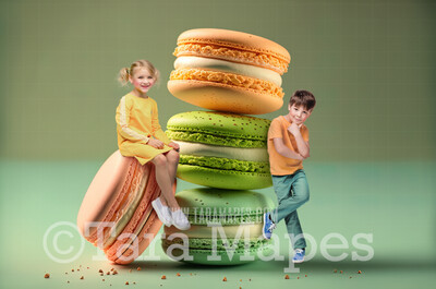 Valentine Digital Backdrop - Macaron Cookies Digital Background - Stack of Pastel Cookies - Macarons Digital Background JPG