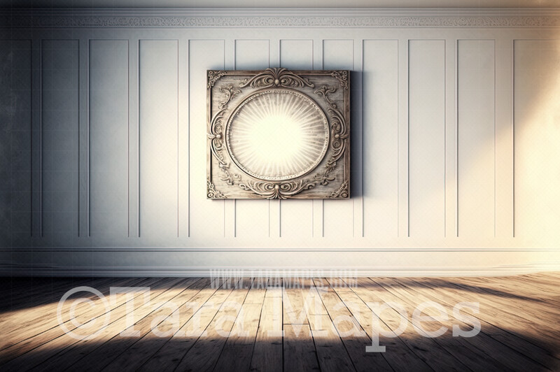 Classic Vintage Wall Digital Backdrop - Retro Wall - Ornate Wall with Moulding Frame - Vintage Wall Digital Background JPG