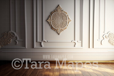 Classic Vintage Wall Digital Backdrop - Retro Wall - Ornate Wall with Moulding Frame - Vintage Wall Digital Background JPG