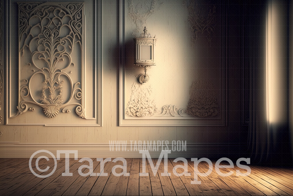 Classic Vintage Wall Digital Backdrop - Retro Wall - Ornate Wall with Moulding Frame - Vintage Wall Digital Background JPG