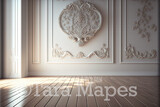 Classic Vintage Wall Digital Backdrop - Retro Wall - Ornate Wall with Moulding Frame - Vintage Wall Digital Background JPG