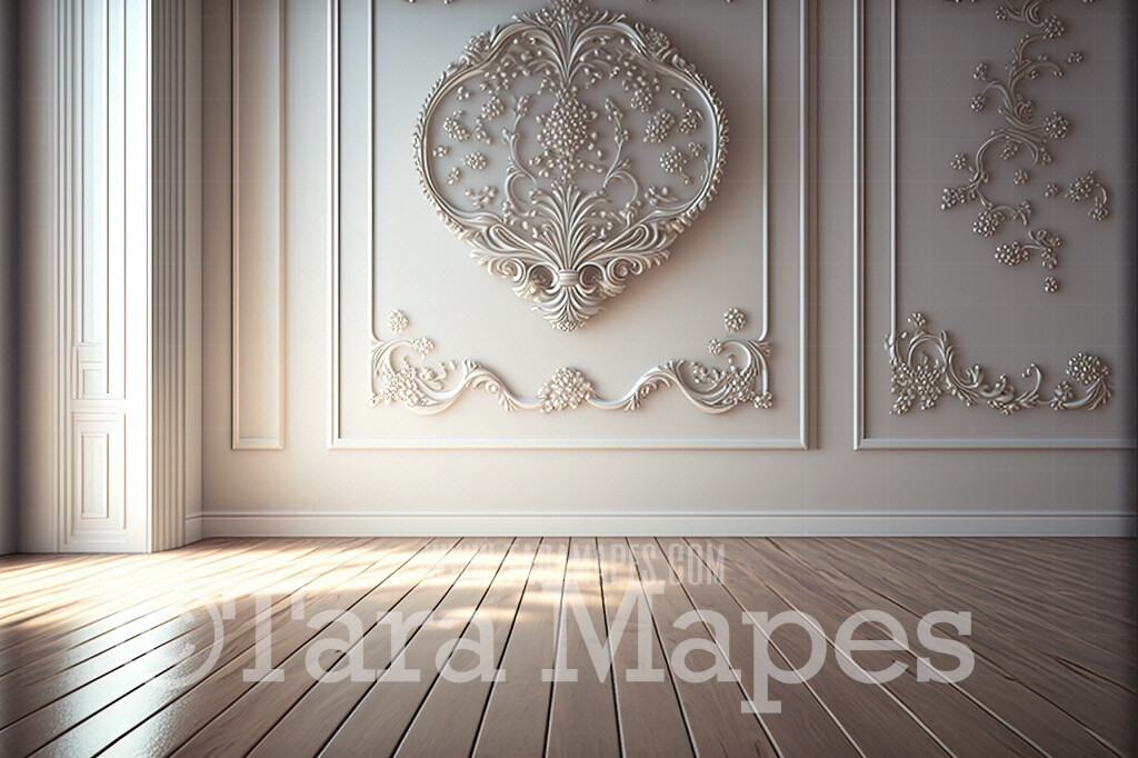 Classic Vintage Wall Digital Backdrop - Retro Wall - Ornate Wall with Moulding Frame - Vintage Wall Digital Background JPG