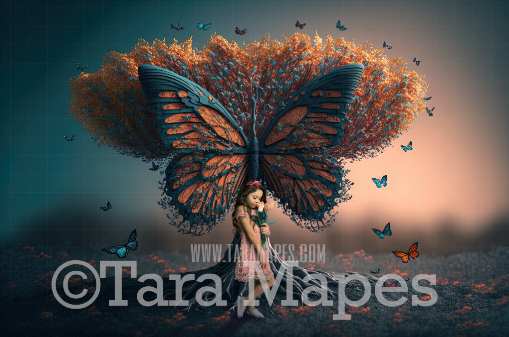 Butterfly Tree Digital Backdrop - Fantasy Butterfly Tree - Tree of Butterflies- Magic Tree - Butterfly Tree Digital Background JPG