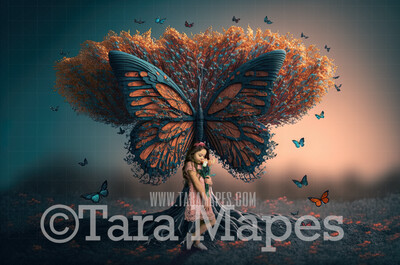 Butterfly Tree Digital Backdrop - Fantasy Butterfly Tree - Tree of Butterflies- Magic Tree - Butterfly Tree Digital Background JPG