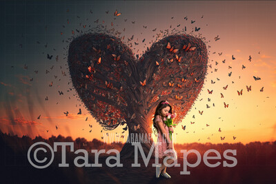 Butterfly Tree Digital Backdrop - Fantasy Butterfly Tree - Tree of Butterflies- Magic Tree - Butterfly Tree Digital Background JPG