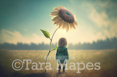 Fantasy Sunflower Digital Backdrop - Sunflower in Field - Fantasy Flower Digital Background