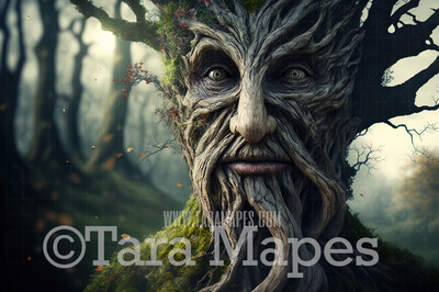 Enchanted Tree with Face - Tree Face in Enchanted Forest  - Talking Tree Digital Background Backdrop - Friendly Tree Digital Backdrop