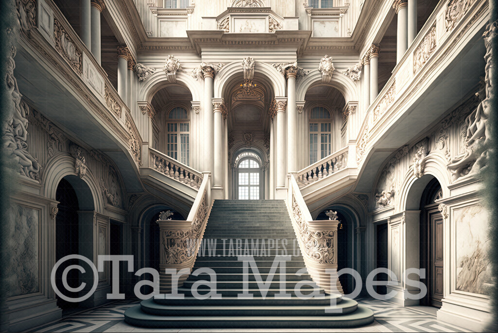 Palace Stairs Digital Backdrop - Ornate Castle Staircase - Flower Stairs -  Floral Stairs - Fairytale Valentine Digital Background JPG