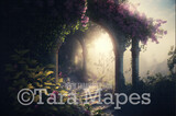 Garden of Eden Digital Backdrop  - Hazy Garden with Sunlight - Fantasy Garden Digital Background JPG