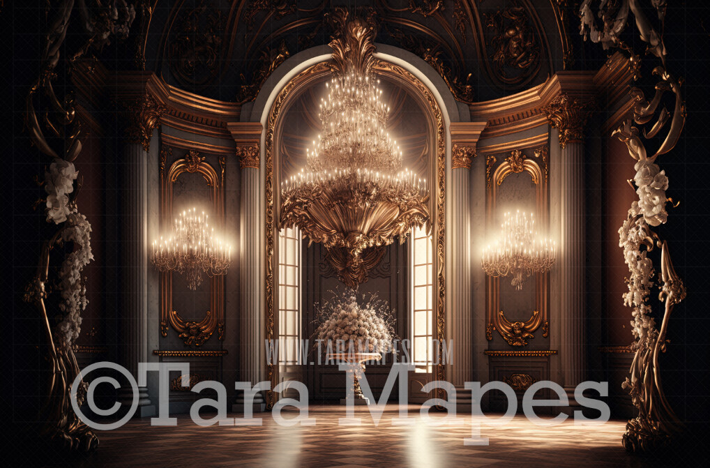 Ornate Room Digital Backdrop - Vintage Room with Roses - Victorian Room with Flowers -  Digital Background JPG