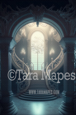 Ornate Archway Digital Backdrop - Palace Entry Arch and Pillars  - Palace Entry with Flowers -  Digital Background JPG