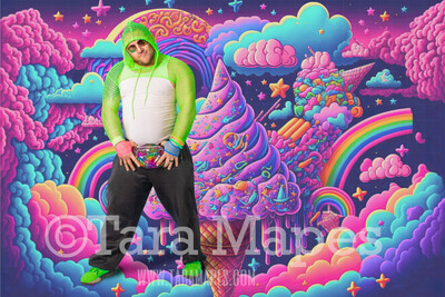 Neon 80s Digital Backdrop  -  Colorful 90s Retro Digital Background JPG - Ice Cream  Rainbow World Digital Background