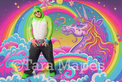 Neon 80s Digital Backdrop  -  Colorful 90s Retro Digital Background JPG - Unicorn Rainbow Digital Background