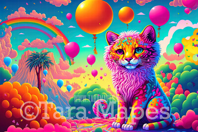 Neon 80s Digital Backdrop  -  Colorful 90s Retro Digital Background JPG - Rainbow Cat Digital