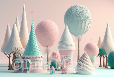 Pastel Easter Digital Backdrop - Whimsical Pastel Easter Land Digital Background JPG
