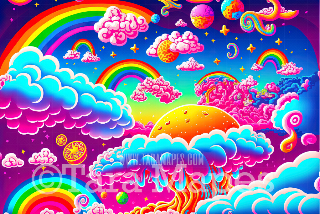 Neon 80s Digital Backdrop - Colorful 90s Retro Digital Background JPG -  Rainbow Space Digital