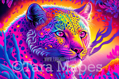 Neon 80s Digital Backdrop  -  Colorful 90s Retro Digital Background JPG - Rainbow Cheetah Digital