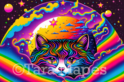 Neon 80s Digital Backdrop  -  Colorful 90s Retro Digital Background JPG - Rainbow Cat Digital