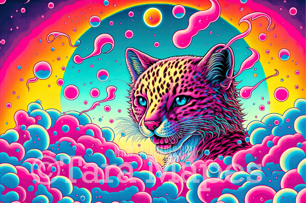 Neon 80s Digital Backdrop - Colorful 90s Retro Digital Background JPG - Rainbow Cheetah Cub Digital