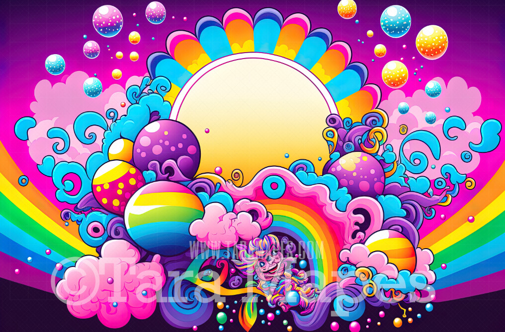 Neon 80s Digital Backdrop - Colorful 90s Retro Digital Background JPG - Rainbow Space Candy Digital