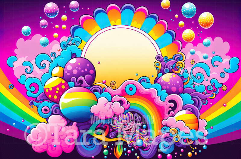 Neon 80s Digital Backdrop  -  Colorful 90s Retro Digital Background JPG - Rainbow Space Candy Digital