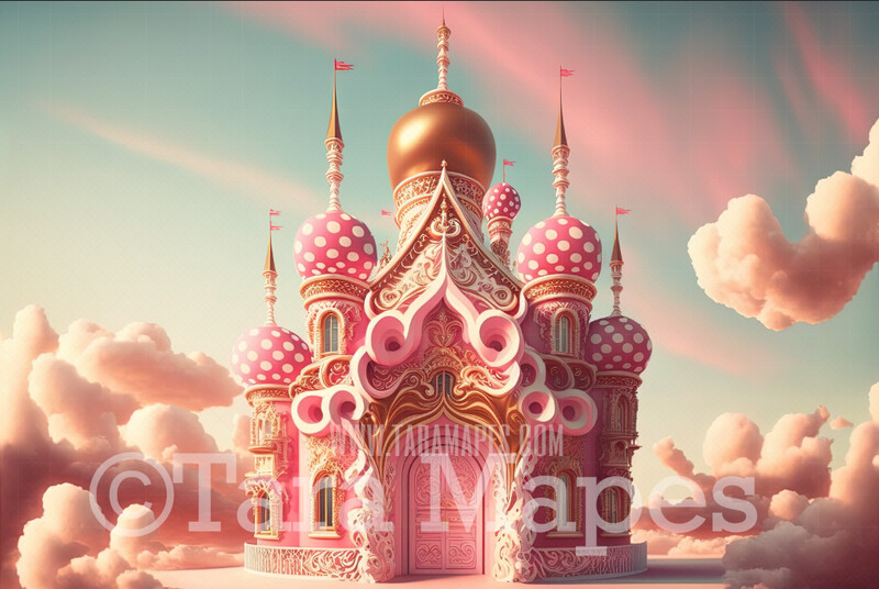 Candy Castle Digital Backdrop - Pink Peppermint Candy Christmas Castle Digital Backdrop - Pink Cotton Candy Castle - Sugar Plum Christmas Digital Backdrop