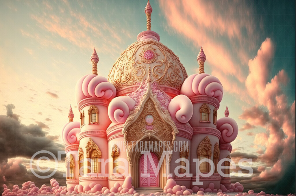Candy Castle Digital Backdrop - Pink Peppermint Candy Christmas Castle Digital Backdrop - Pink Cotton Candy Sugar Plum Castle Christmas Digital Backdrop