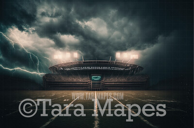 American Football Stadium Digital Background - Stormy Sports Digital Backdrop - Football Field Digital Background JPG file
