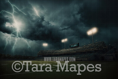 American Football Stadium Digital Background - Stormy Sports Digital Backdrop - Football Field Digital Background JPG file