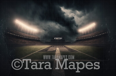 Sports Stadium Digital Background - Stormy Sports Digital Backdrop - Football Field Digital Background JPG file