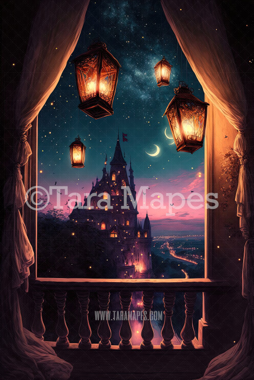Princess Castle Digital Background - Rapunzel Digital Backdrop - Princess Digital Background JPG file