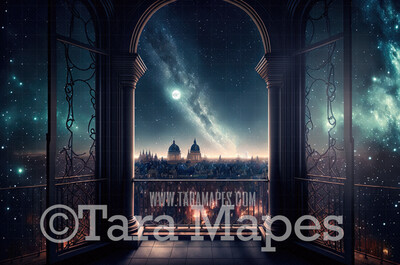 Balcony Digital Background - Peter Pan Balcony Digital Backdrop - Princess Digital Background JPG file
