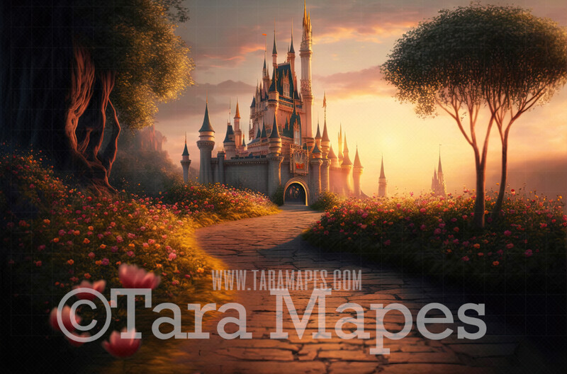 Princess Castle Digital Background - Cinderella Digital Backdrop - Princess Digital Background JPG file