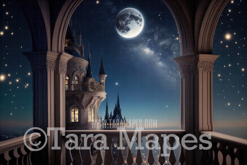 Princess Castle Balcony Digital Background - Cinderella Digital Backdrop - Princess Digital Background JPG file