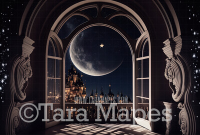 Balcony Digital Background - Peter Pan Balcony Digital Backdrop - Princess Digital Background JPG file