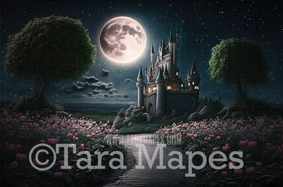 Princess Castle Digital Background - Cinderella Digital Backdrop - Princess Digital Background JPG file