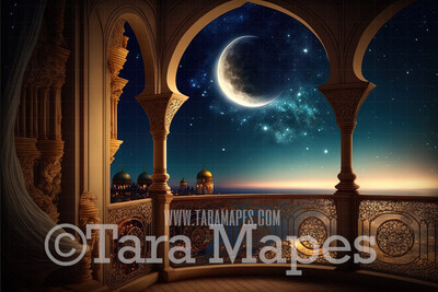 Princess Castle Balcony Digital Background -Middle Eastern Palace Digital Backdrop - Princess Digital Background JPG file