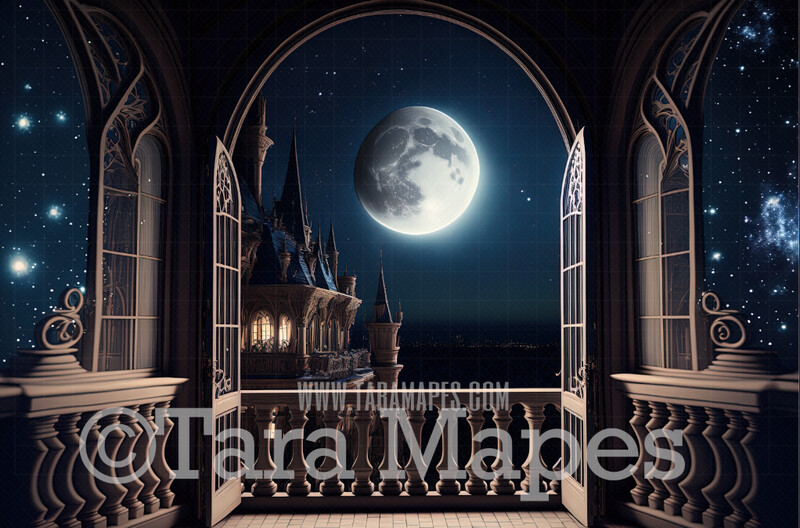 Princess Castle Balcony Digital Background - Cinderella Digital Backdrop - Princess Digital Background JPG file