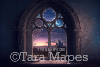 Princess Balcony Window Digital Background - Magical Castle Window Digital Backdrop - Princess Digital Background JPG file