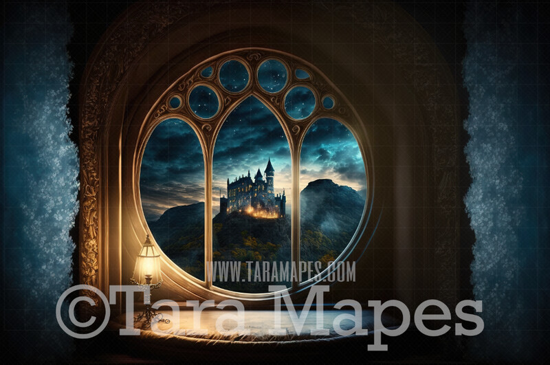 Princess Balcony Window Digital Background - Magical Castle Window Digital Backdrop - Princess Digital Background JPG file