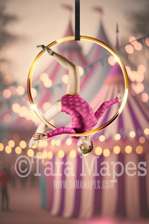 Circus Digital Background - Aerial Ring with Circus Tents and Bokeh Lights - Circus Grounds Digital Background (JPG FILE)