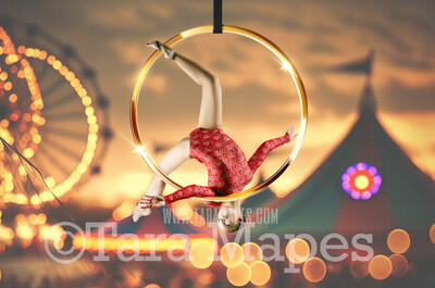 Circus Digital Background - Aerial Ring with Circus Tents and Bokeh Lights - Circus Grounds Digital Background (JPG FILE)