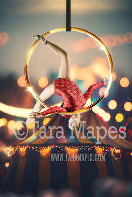Circus Digital Background - Aerial Ring with Circus Tents and Bokeh Lights - Circus Grounds Digital Background (JPG FILE)