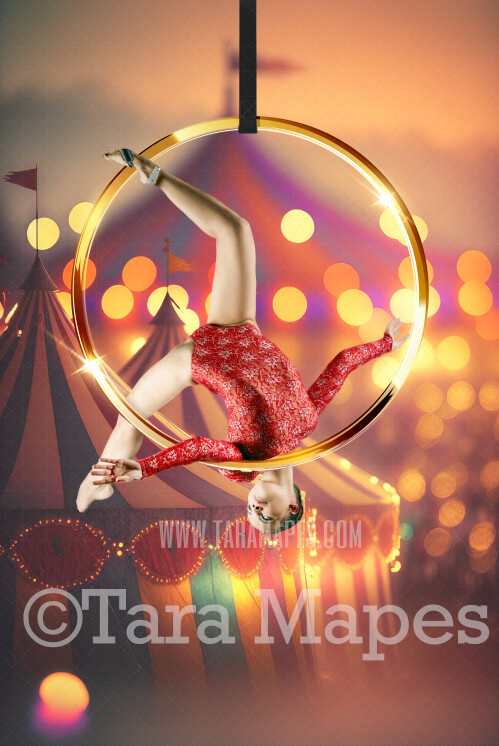 Circus Digital Background - Aerial Ring with Circus Tents and Bokeh Lights - Circus Grounds Digital Background (JPG FILE)