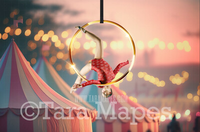 Circus Digital Background - Aerial Ring with Circus Tents and Bokeh Lights - Circus Grounds Digital Background (JPG FILE)