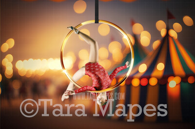 Circus Digital Background - Aerial Ring with Circus Tents and Bokeh Lights - Circus Grounds Digital Background (JPG FILE)