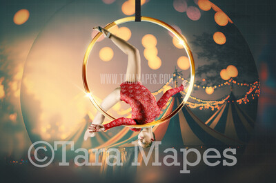 Circus Digital Background - Aerial Ring with Circus Tents and Bokeh Lights - Circus Grounds Digital Background (JPG FILE)