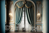 Ornate Room Digital Backdrop - Baroque Room with Silk Curtains  Digital Background JPG