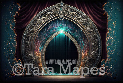 Jeweled Stage Digital Backdrop - Rhinestone Gem Stage with Lights- Pageant Dance  Drag Digital Background JPG